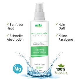 Bios Mineral Plant Magnesium Oil with Chamomile and Vanilla - Natural Care for Skin and Muscles, Paraben-Free, Wellness and Massage Oil, 200ml