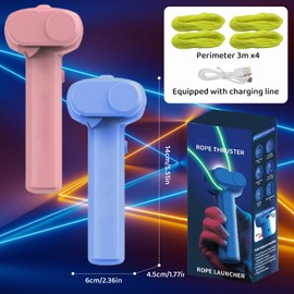 nnOuOnn Zip String Toy, 2PCS Glow In The Dark Rope Launcher, Handheld Pressure Reducer Cool Stuff Outdoor Home Interaction Ideal Birthday For Adults Friends To Gifts (Blue and Pink)