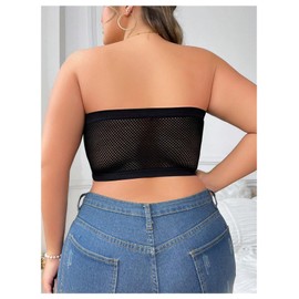 MakeMeChic Women's Plus Size Strapless Bras Solid Front Closure Bandeau Bra Wireless Bralette Black 2XL