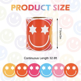 AnyDesign 32.8Ft Groovy Happy Face Bulletin Board Border Colorful Smile Face Die Cut Trim Border Roll for Back to School Classroom Chalkboard Wall Decor