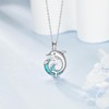 URONE Dolphin Necklace 925 Sterling Silver Turquoise Wave Pendant Ocean