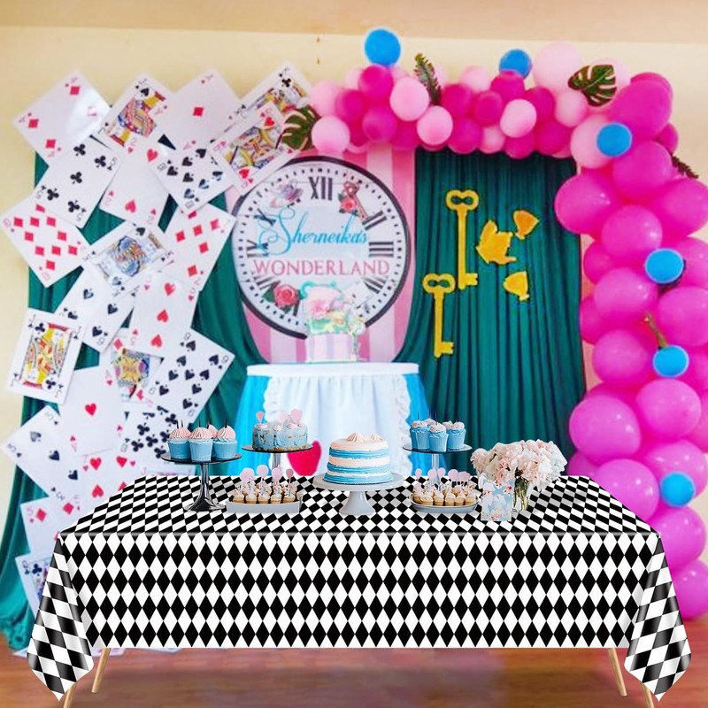 Hegbolke 4 Pack Black and White Checkered Tablecloths, Gingham Table