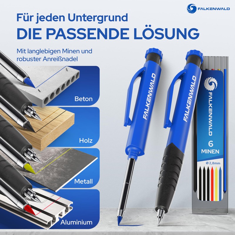 FALKENWALD Deep Hole Marker Set of 6 Refills, Scriber Refill,