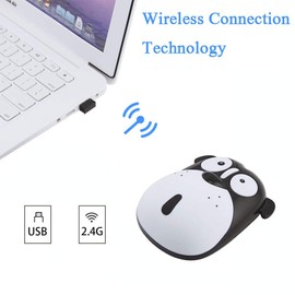 3C Light 2.4GHz Wireless Mouse Cute Animal Dog Shape Cordless Mouse Mini Rechargeable Optical Mice Cartoon Puppy Computer Mouse 3 Buttons for Laptop Desktop PC (Black)