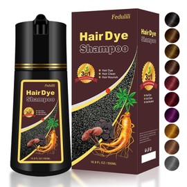 Brown Hair Dye Shampoo 3 In 1, Instant Natural Hair Color for Women & Men Treated Shampoo Para Canas Coffee, Salon-Grade Root Touch-Up - Lasts 30 Days, Beginner-Friendly, 500ml