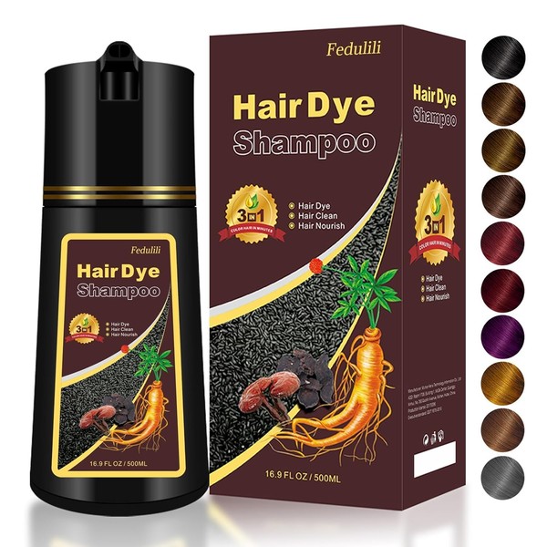 Brown Hair Dye Shampoo 3 In 1, Instant Natural Hair