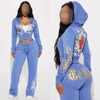 2 Piece Sets Womens Clothing Letter Print Sweatsuit Hoodie Zipper