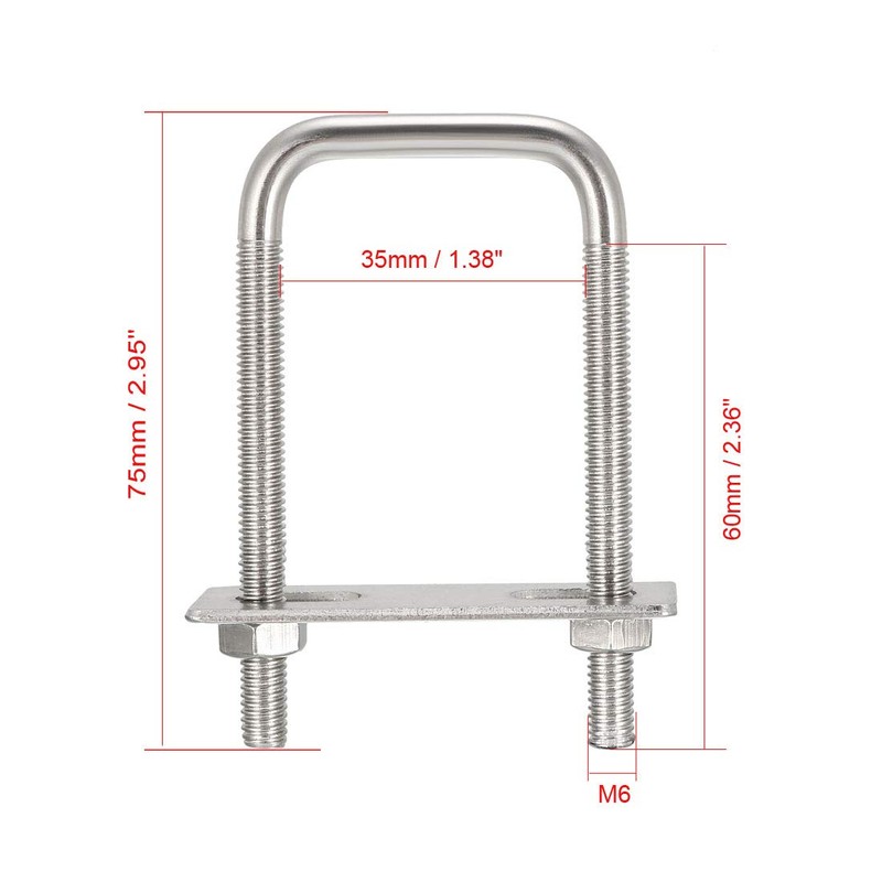 sourcing map Pack of 2 square U-bolts U-bolts U-bolts 1-3/8