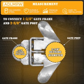 1-3/8" x 2-3/8" Chain Link Fence Butterfly Gate Latch, Galvanized Steel Gate Latch, with 1-3/8 Gate Frame & 2-3/8" Gate Post, U-Bolt & Nuts Included