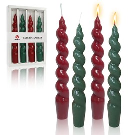 10 Inches Spiral Taper Candles Colorful Twisted Candle Dripless Long Candles, Handmade Candlesticks for Wedding Dinner Decor, Set of 4(Pumpkin)