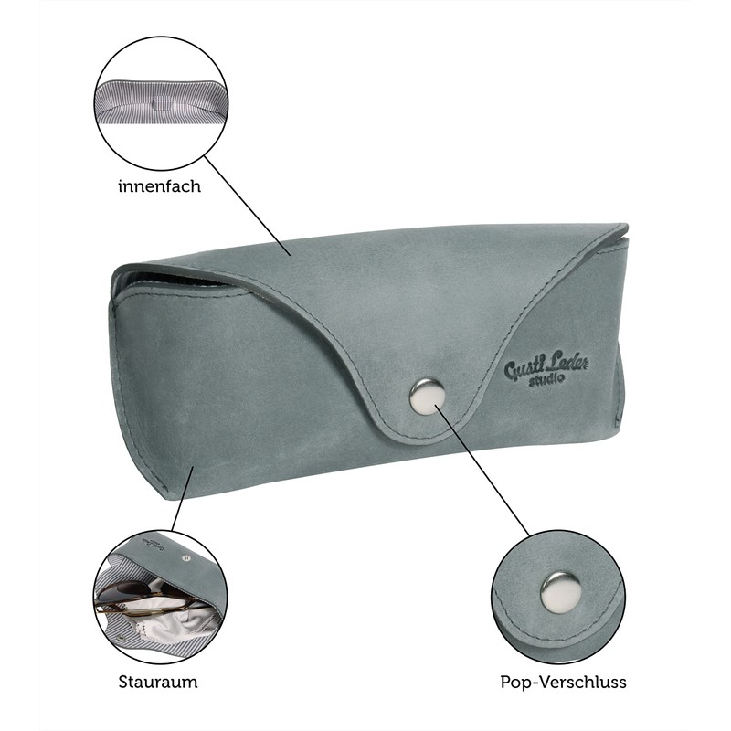 Gusti Cornelius Leather Glasses Case for Men and Women, gray