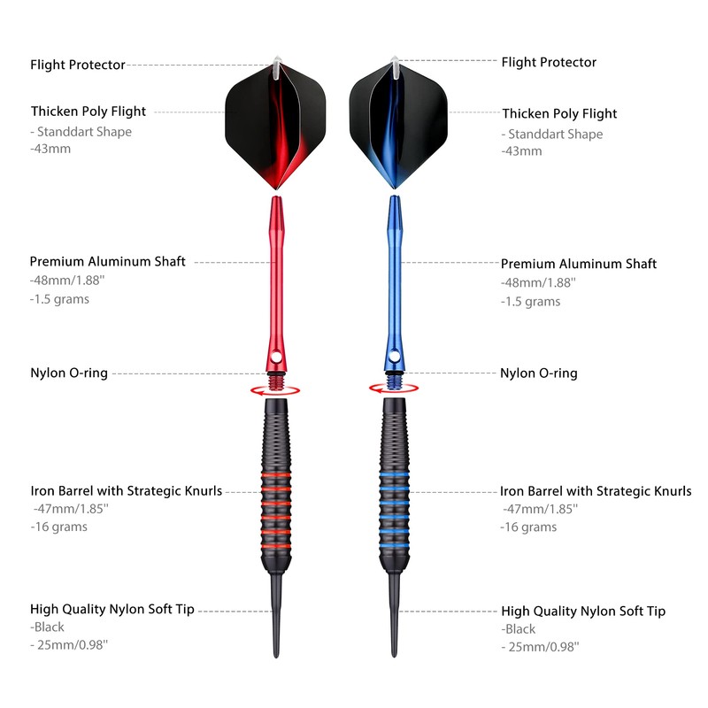 centaur 12 Pack Soft Tip Darts, Professional 18 Gram Plastic