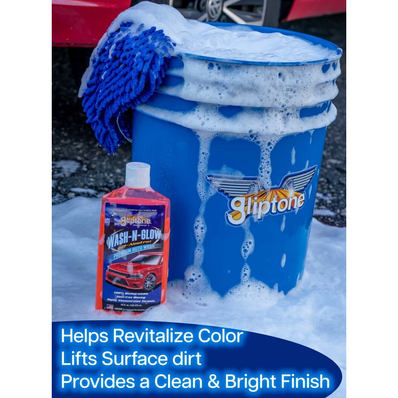 Gliptone Car Wash Soap, Wash-N-Glow pH-Neutral, Non-Spotting Premium Thick Concentrated
