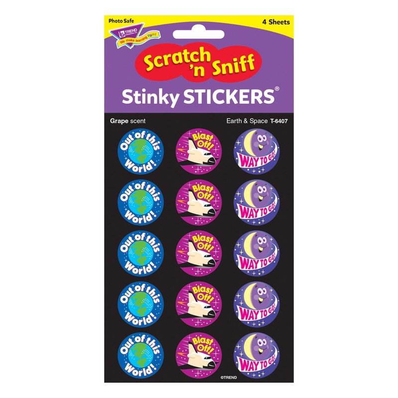 Trend Enterprises, Inc. Earth & Space/Grape Stinky Stickers, 60 ct.