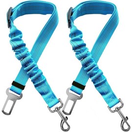 2 Packs Pet Dog Cat Seat Belts, Car Headrest Restraint Adjustable Safety Leads Vehicle Seatbelt Harness Leash Travel Accessories Bungee Anti Shock Pet Cat Adjustable Lead Clip Safety Seats Belts Black:_Sky Blue_2 Packs