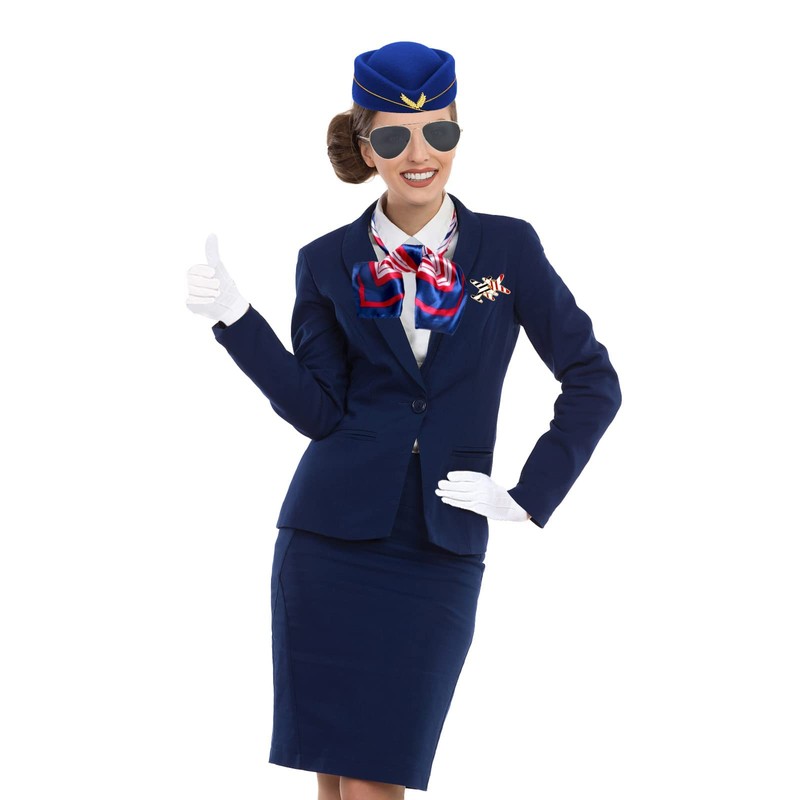 OBANGONG 5 Pcs Flight Attendant Costume Accessories Stewardess Costume for