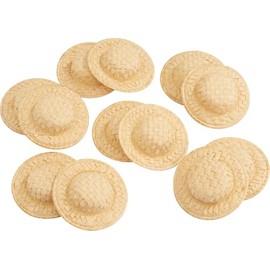 VBS Straw Hat 5 cm Pack of 12 Happy Hat Set for Summer Parties and Craft Projects Nature