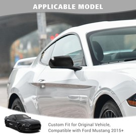 Jimen Compatible with Ford Mustang 2015-2023, 2PCS Rear View Mirror Shell Caps Trim Cover (Carbon Fiber)