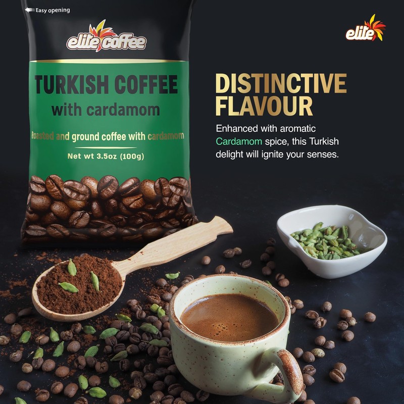 Elite Turkish Coffee with Cardamom Spice | Premium Quality Ground