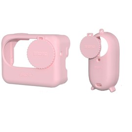 BTG - Funda protectora de silicona con tapa de lente para Insta360 Go 3S Accesorios Carcasa de silicona (rosa)