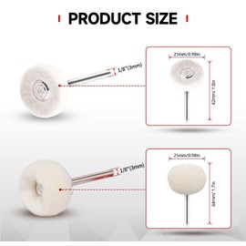 Shineboc 50 PCS 1 Inch Wool Felt Polishing Accessory Kits, 25 Each Spherical/Flat Buffing Wheels for Proxxon Dremel Rotary Tool - 1/8" Shank, Ideal for Wood Metal Jewelry and Glass Polishing