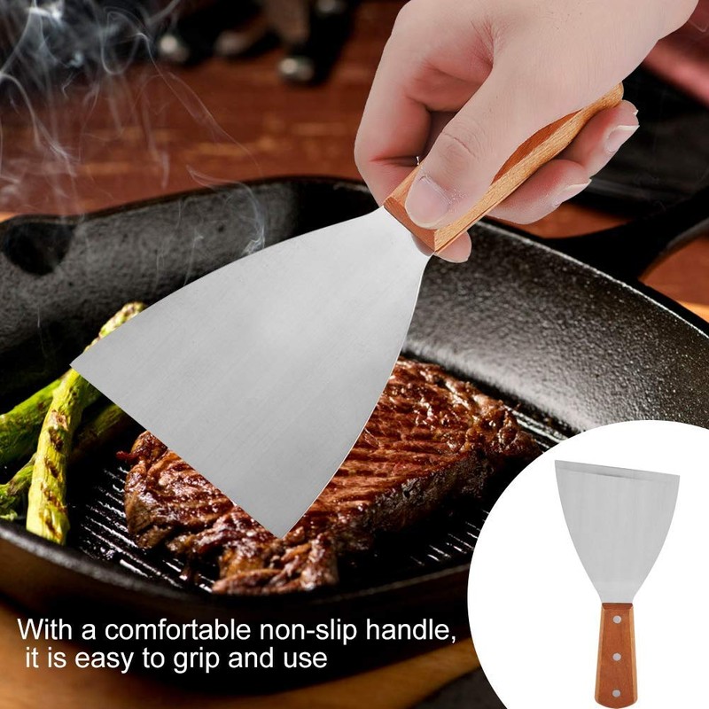 2pcs Spatula for Cast Iron, Stainless Steel Griddle Scraper Slant