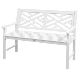 White Wooden Patio Bench 43.25 In Outdoor Yard Deck Seating Durable Traditional Designcolor: White1
