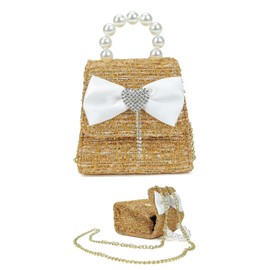 MMbyzhuo Girls Fashion Handbags Princess Bags Kids Purse Girls Shoulder Handbag Crossbody Presents Bag Handle For Little Girls Big Girls Gifts Gold