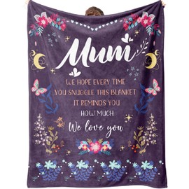 SECOGM Mum Gifts, Gifts for Mum, Mum Blanket from Daughter Son, Mum Birthday Gifts, Presents for Mum Mummy on Valentine's Mothers Day Christmas, Fluffy Blanket for Mum 50 x 60 IN (Purple)