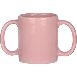 HEALTHANDWEALTH Dual Handle Ceramic Mug for Tremors – 11.83 fl oz | Double Grip for Stability | Microwave & Dishwasher Safe | Peach Color | Ideal for Elderly & Unsteady Hands (Peach Color)