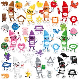 50 Pcs Color Bulletin Board Classroom Decorations,Crayon Shapes Fruit Animal Cutouts Color Posters for Toddler Kids Learning Nursery Preschool Classroom Chalkboard Back to School Home Wall Door Decor