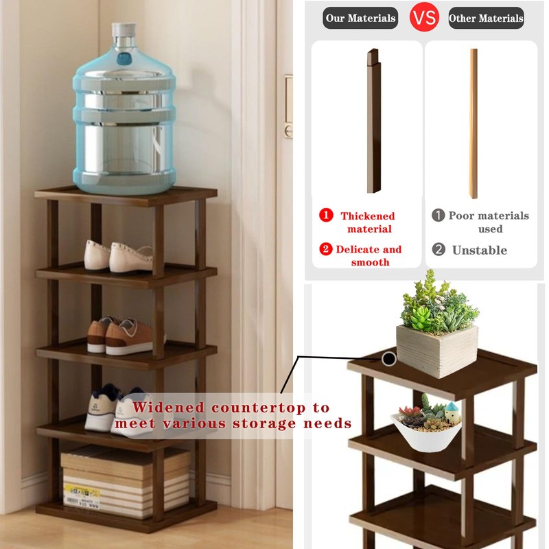Vertical Shoe Rack - Tall Narrow Shoe Rack Organizer for