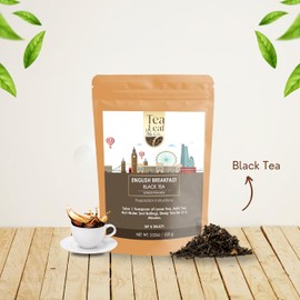 Tea Leaf & Co. English Breakfast Black Tea Rich and Aromatic Loose Leaf (3.52oz/100gm), Strong Black Tea, 50Serving/Pack, Crafted with 100% Black Tea, Low Caffeine