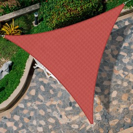 Goleray Sun Shade Sail Triangle 26'x26'x26' Shade Canopy UV Resistant Outdoor Patio Cover for Pergola Backyard Deck Garden Porch Shades, Red