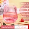 24 Pack Pink Plastic Wine Cups, 14oz Disposable Stemless Ribbed