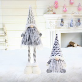 Christmas Gonk Gnome, Christmas Decorations Gonk With Extendable Legs, Christmas Gnomes Plush Knitted Santa Doll, Christmas Gonk Standing Figures Xmas Ornaments Plush Gnome Doll Decor 2pcs Set (D-)
