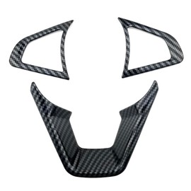 Dakitita 3PCS Interior Accessories Carbon Fiber Color Decor Steering Wheel Button Frame Cover Trim For Ford Fusion 2013-2018 Edge 2015-2019