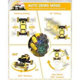 Remote Control Truck, RC Stunt Control Car 1:12 RC Monster Truck with 360° Rotating Programming Demo, 4WD All-Offroad Cars with Spray Music Dance Hobby Truck for 6-12 Years Old Boys Birthday Gifts