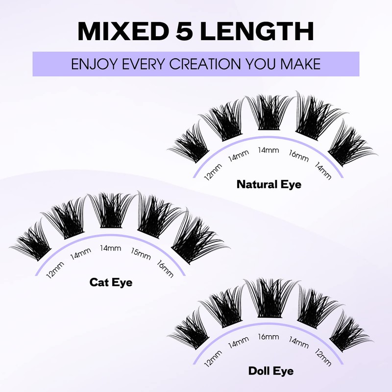 Individual Lashes D Curl Cluster Lashes FD18/B 0.07mm 12-16mm Mixed