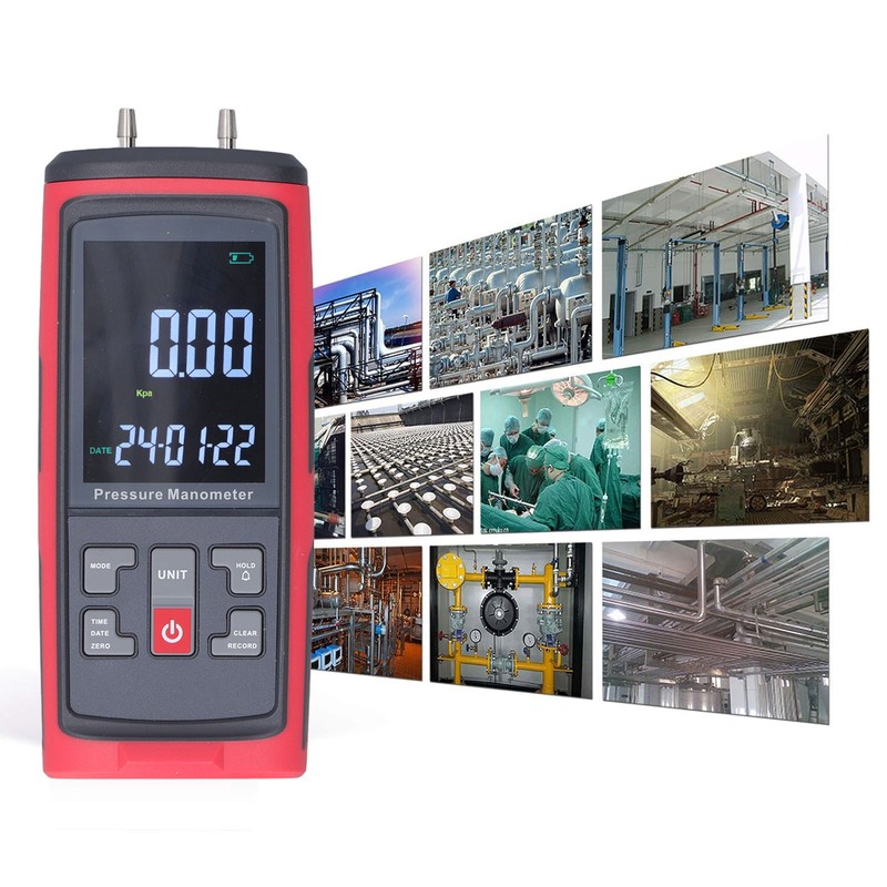Digital Manometer Pressure Differential Pressure Gauge Air Pressure Tester with