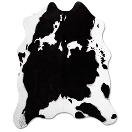 MACEVIA Faux Cowhide Rug Cute Cow Print Rugs Animal Area Carpet Western Decor for Living Room Bedroom Non-Slip 59" L x 47.2" W(4.9ft x 3.9ft)