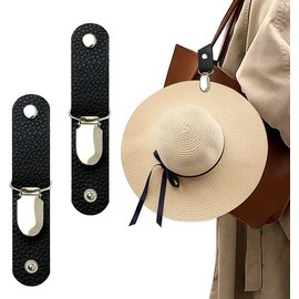 YUEXNKO Hat Clip for Travel, 2 Pieces Travel Hat Clip, Multifunctional Hat Holder, Travel Hat Clips Made of PU Leather, Portable Hat Clip for Women, for Travel Bags, Backpacks, Purses