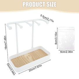 Jewellery Stand with 5 jewelry bags, Multifunctional Necklace Stand with 5 Hooks, Earring Holder Jewellery Organiser Stand with Tray for Bracelet, Watch, Rings, Gifts for Girl Women (White)