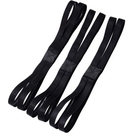 Shappy 3 Pieces Double-Straps Sport Headbands Elastic Hairband Non-Slip Sweatband for Women or Men(Black)