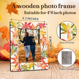 Ebned 4" x 6"Autumn wooden photo frame - Full-print maple leaf pattern,Fall Picture Frames for Tabletop Display Photo Insert, Gift For Friends, College, Home & Office Decoration & Supplies - A02
