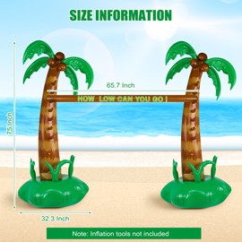 Fovths 75 Inch Hawaiian Inflatable Limbo Party Game Set Palm Tree Limbo Outdoor Game Set Tropical Theme Fun for Summer Indoor Outdoor Beach Pool Birthday Party Game Activities