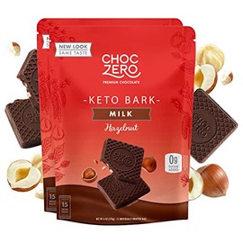 Milk Chocolate Hazelnut Keto Bark by ChocZero - Dessert Bar - Healthy Gluten-Free Dessert - Sugar Free Snacking (6oz per bag, 2 bags) 12.0 Ounce
