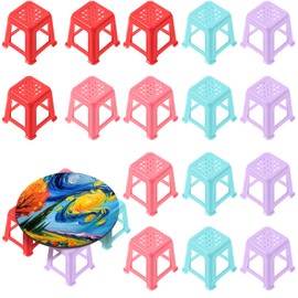 16Pcs Canvas Stands for Painting Mini Paint Stand Plastic Table Top Easel Slip Proof Canvas Support Stands 4 Colors Paint Pouring Tools for Painting Supplies (Pink, Purple, Blue, Red)