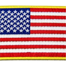 American Flag Coat of Arms Gold Border USA United States of America Military Applique Embroidered Iron-On / Sew-on Patch