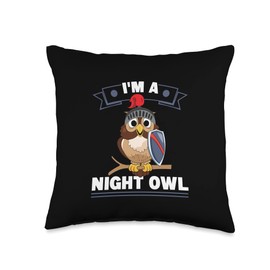 Owl Gift Ideas For Owlets I'm A Knight Owl Birds of Prey Owlets Enthusiast Throw Pillow, 16x16, Multicolor